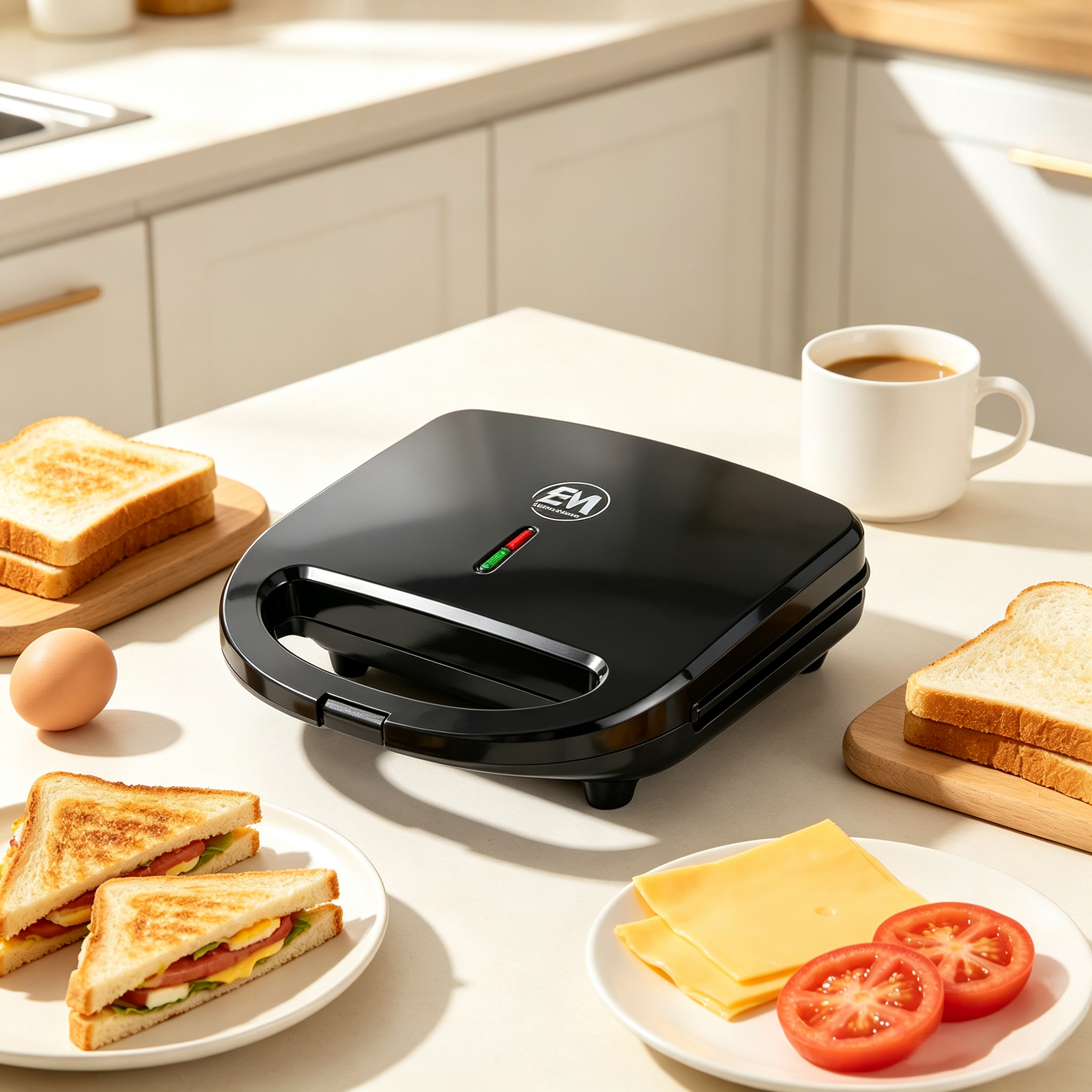 EM Sandwich Maker 2-Slice Non-Stick 750W Toaster for Bread – Perfect for Quick and Easy Snacks  ElectroMate