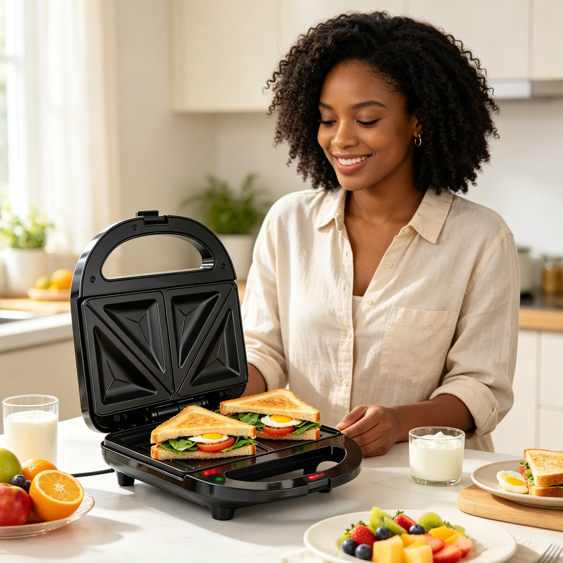 EM Sandwich Maker 2-Slice Non-Stick 750W Toaster for Bread – Perfect for Quick and Easy Snacks  ElectroMate