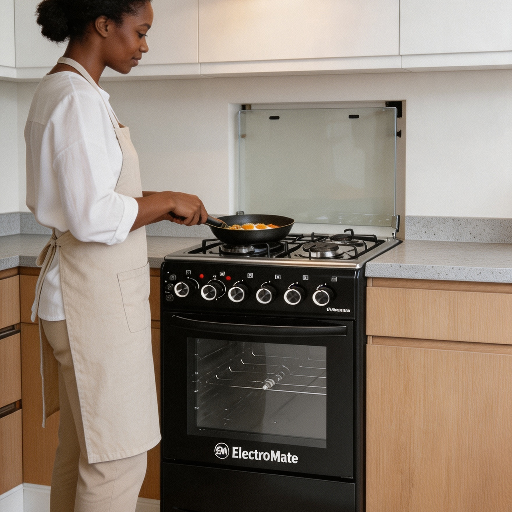 EM 3 Gas + 1 Electric 4 Burners Free Standing Gas Cooker Cooking Range with 60L Oven Automatic lgnition 50X55CM SGC502