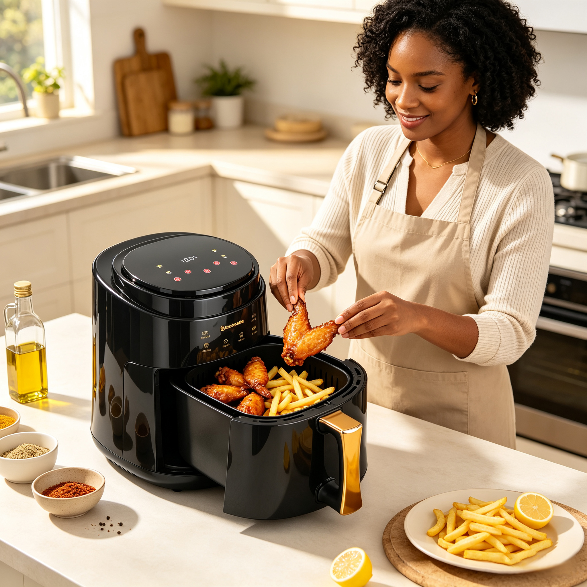 EM Air Fryer 6L multifunctional Electromate Air fryer oven airfryer with  extra large airfryer with manual control AF02