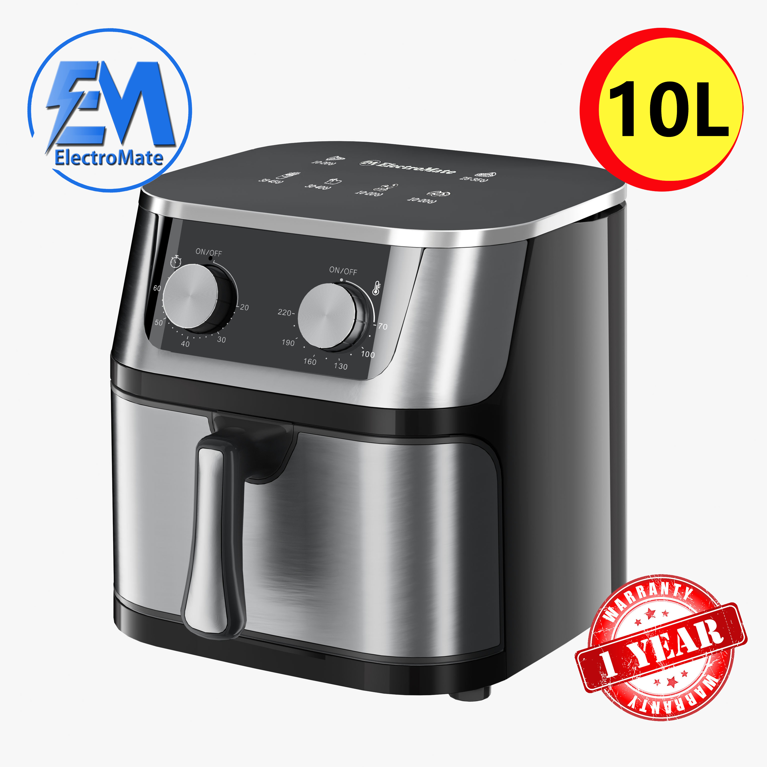 EM Air Fryer 10L multifunctional Electromate Air fryer oven airfryer with  extra large airfryer with manual control AF03