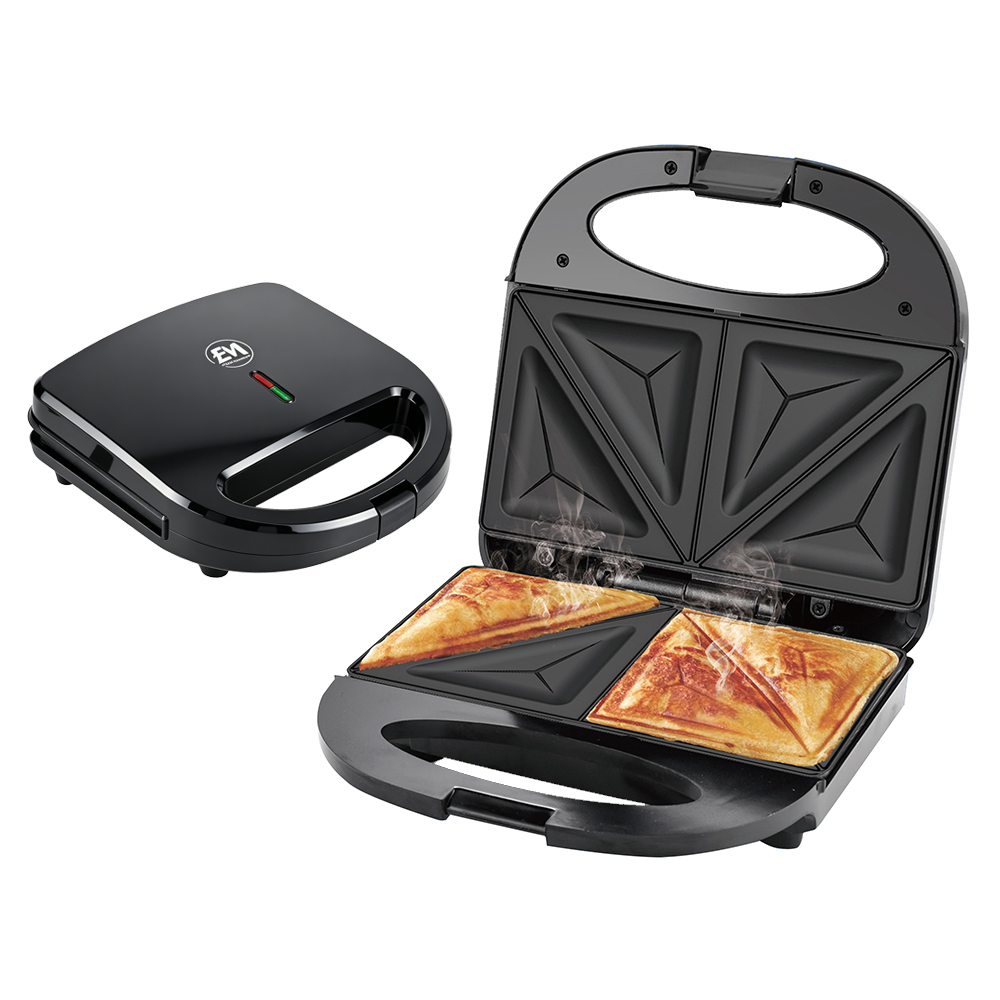 EM Sandwich Maker 2-Slice Non-Stick 750W Toaster for Bread – Perfect for Quick and Easy Snacks  ElectroMate