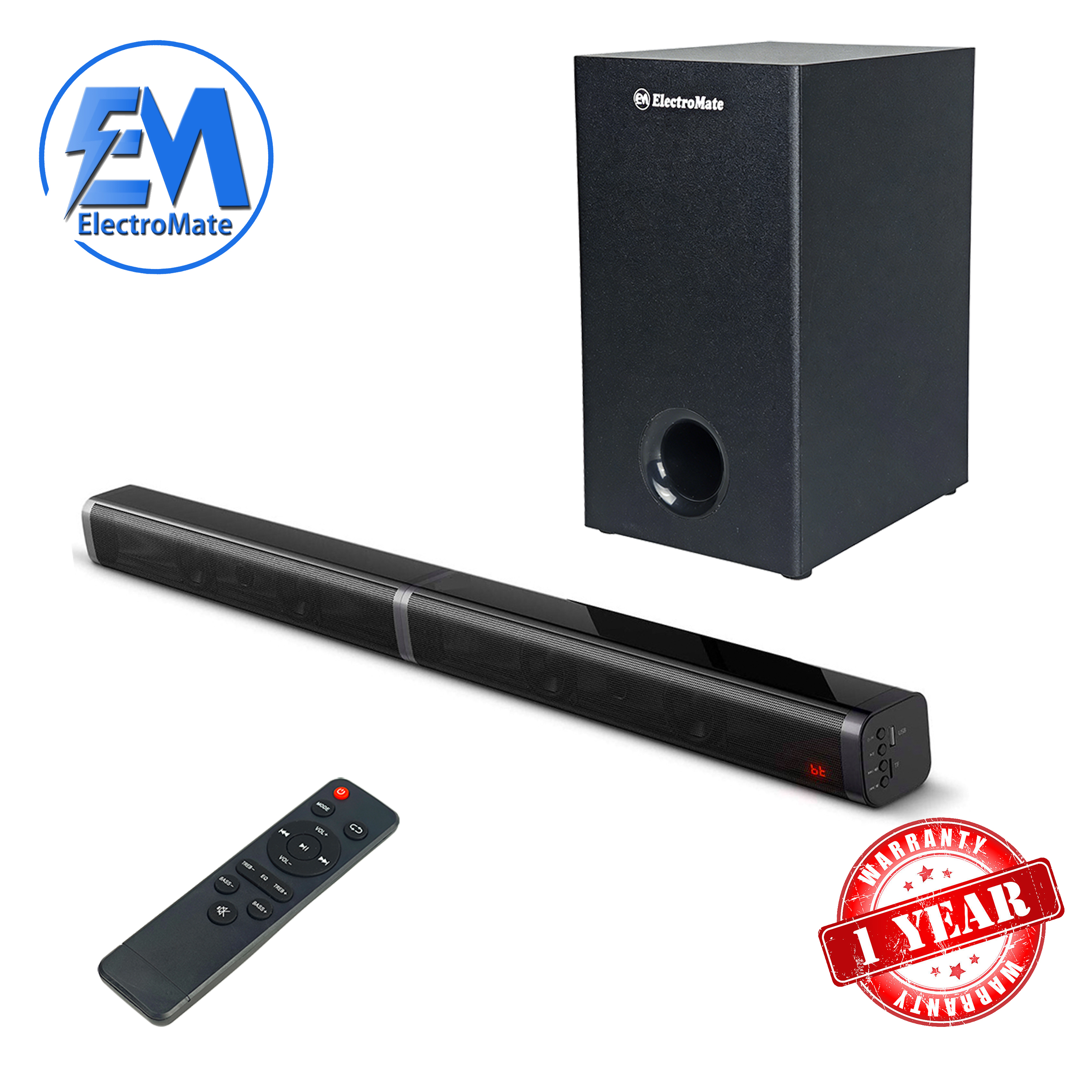 EM 2.1CH Multimedia Bluetooth Woofer Speaker System Subwoofer Soundbar BT/USB Subwoofer Home Audilo System Soundbar with Remote Control S1 Speaker bass SB03