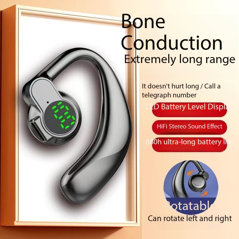 New ArrivalBluetooth 5.4 Earphones Single Ear Earhooks Noise Cancelling Sports Headphones 360° Rotatable Wireless Earbud with Microphone