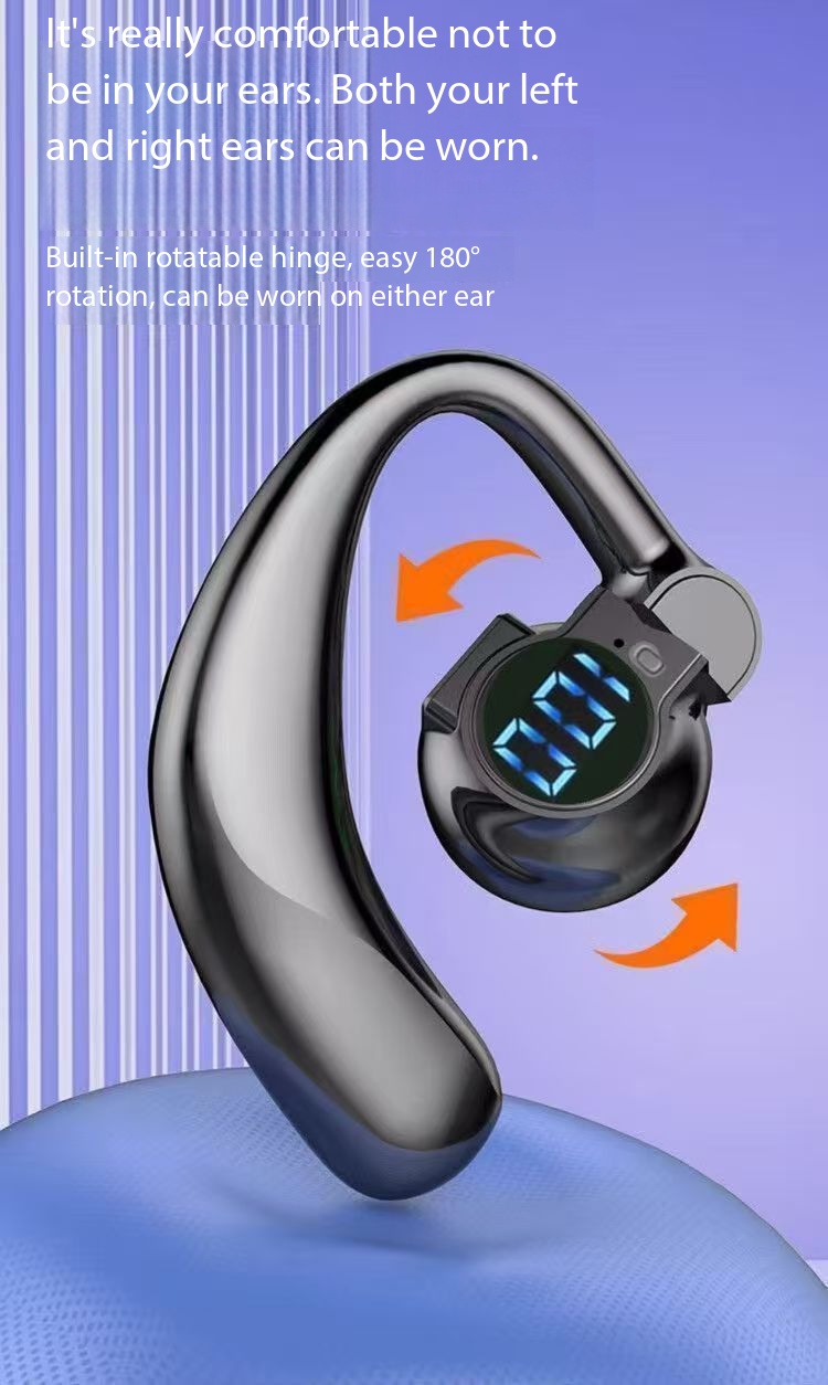 New ArrivalBluetooth 5.4 Earphones Single Ear Earhooks Noise Cancelling Sports Headphones 360° Rotatable Wireless Earbud with Microphone