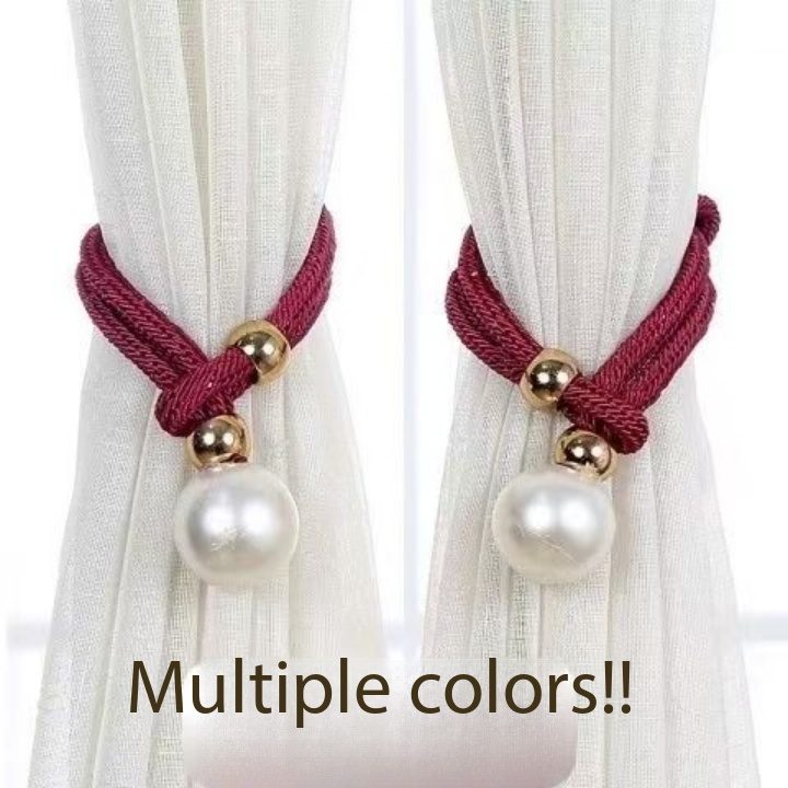 New Arrival2pcs French Curtain Tiebacks With Faux Pearl Decorations Convenient Drape Tiebacks Decorative Curtain Holdbacks Holder Curtain Tiebacks For Window Draperies For Home Bedroom Office Decor