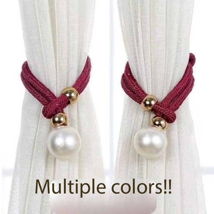 New Arrival2pcs French Curtain Tiebacks With Faux Pearl Decorations Convenient Drape Tiebacks Decorative Curtain Holdbacks Holder Curtain Tiebacks For Window Draperies For Home Bedroom Office Decor