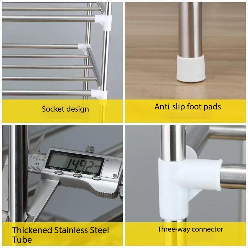New Arriva5th floorlMultifunctional Floor Standing Storage Rack Multi‑Tier Metal Organizer Shelf Unit for Kitchen Bathroom Home Bedroom