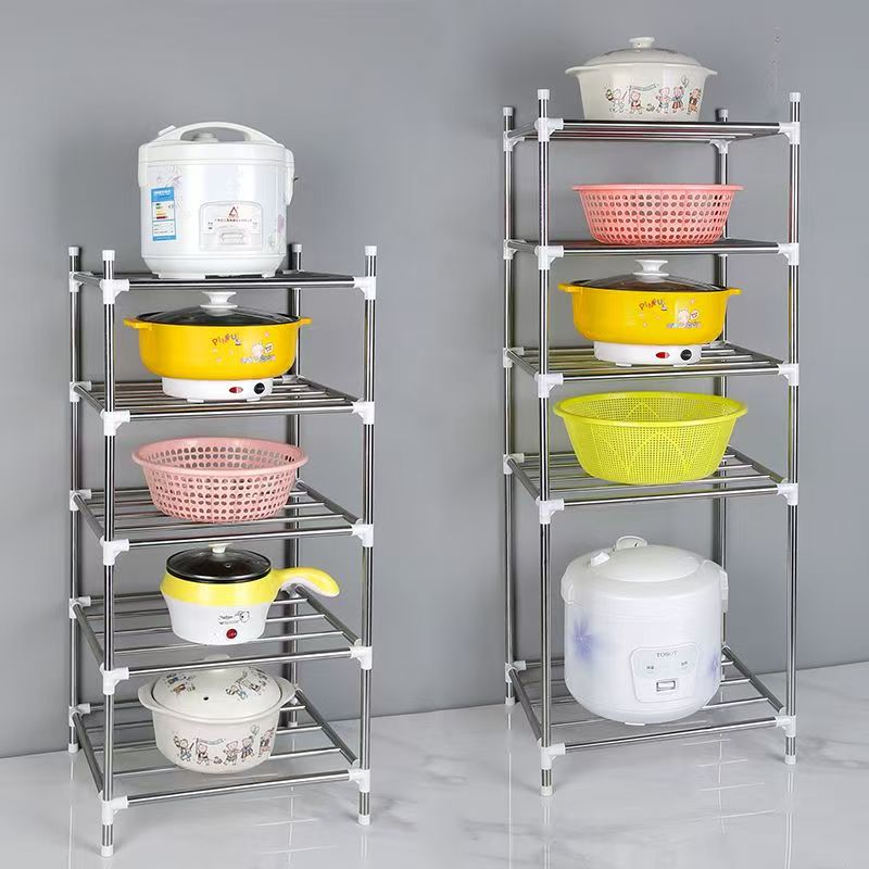 New Arriva5th floorlMultifunctional Floor Standing Storage Rack Multi‑Tier Metal Organizer Shelf Unit for Kitchen Bathroom Home Bedroom