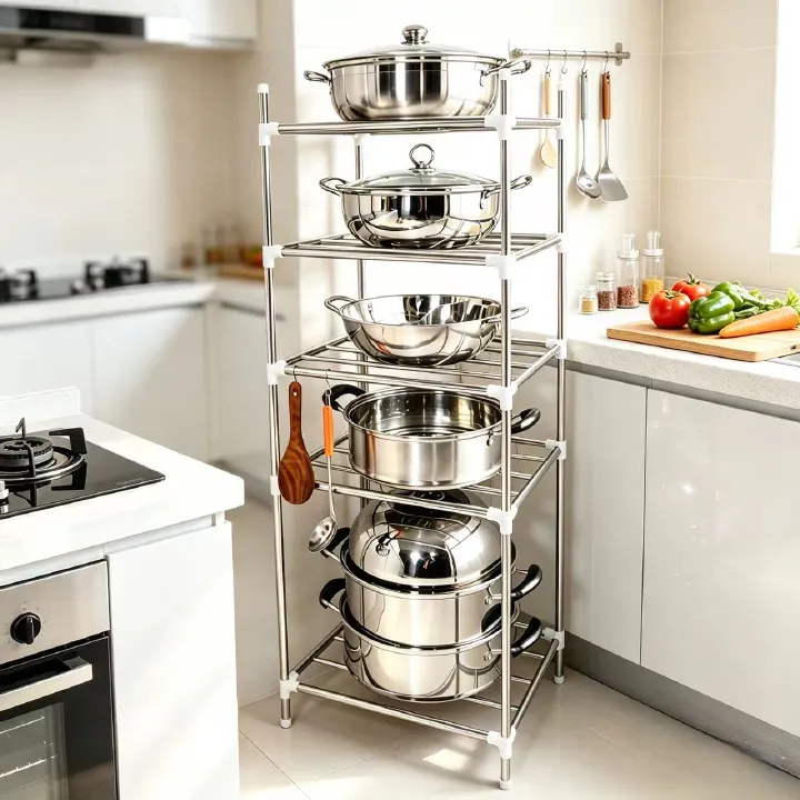 New Arriva5th floorlMultifunctional Floor Standing Storage Rack Multi‑Tier Metal Organizer Shelf Unit for Kitchen Bathroom Home Bedroom