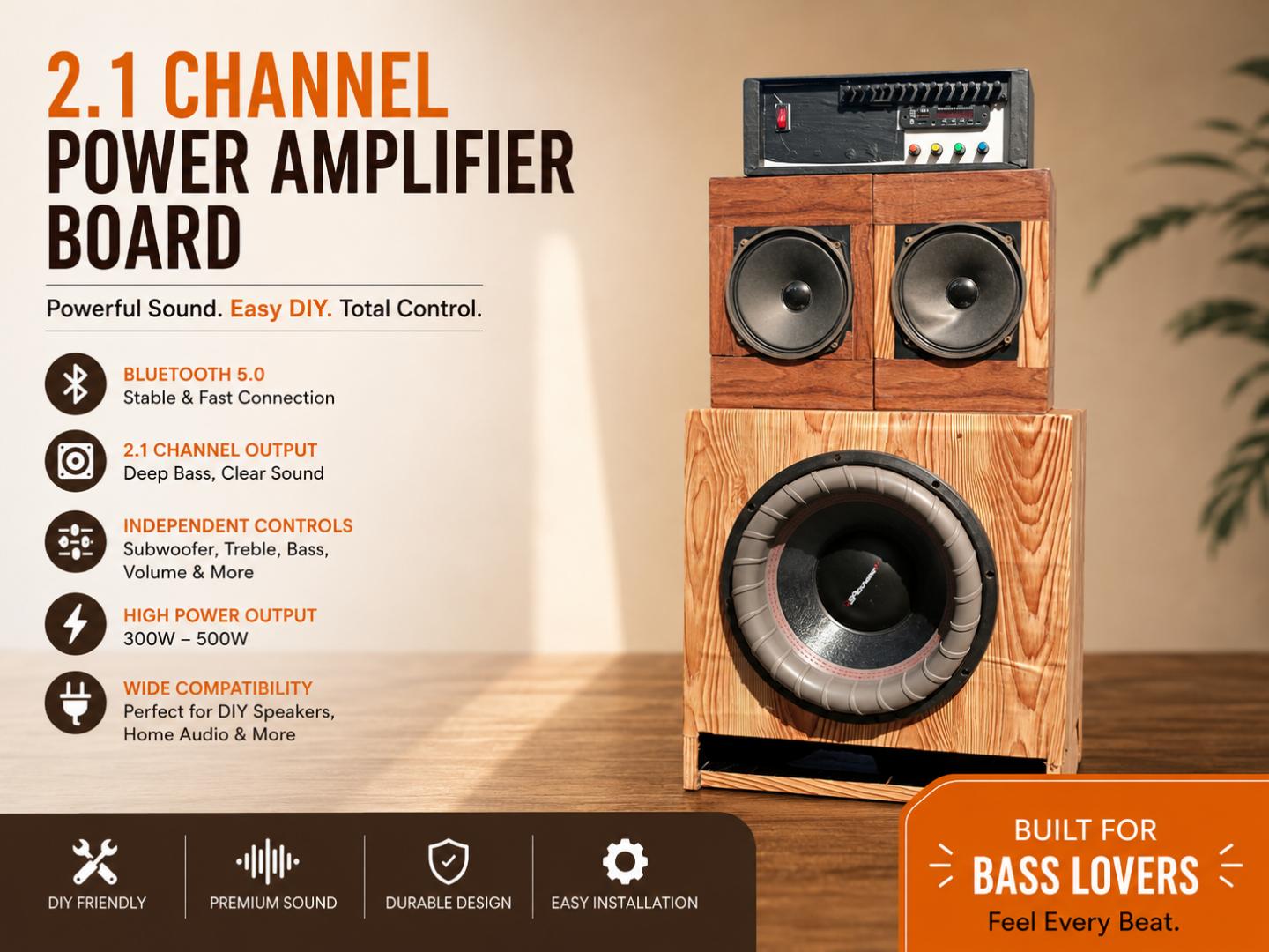 Pioneer 2.1 Home Theatre Sound System 12" TS-W711D4 Subwoofer Powerful Boschman Equaliser Preamp 6" Woofers Speakers Bass Boost Stereo Bluetooth 5.0 Tuned cabinets Deep Bass Relay Red board Amplifier
