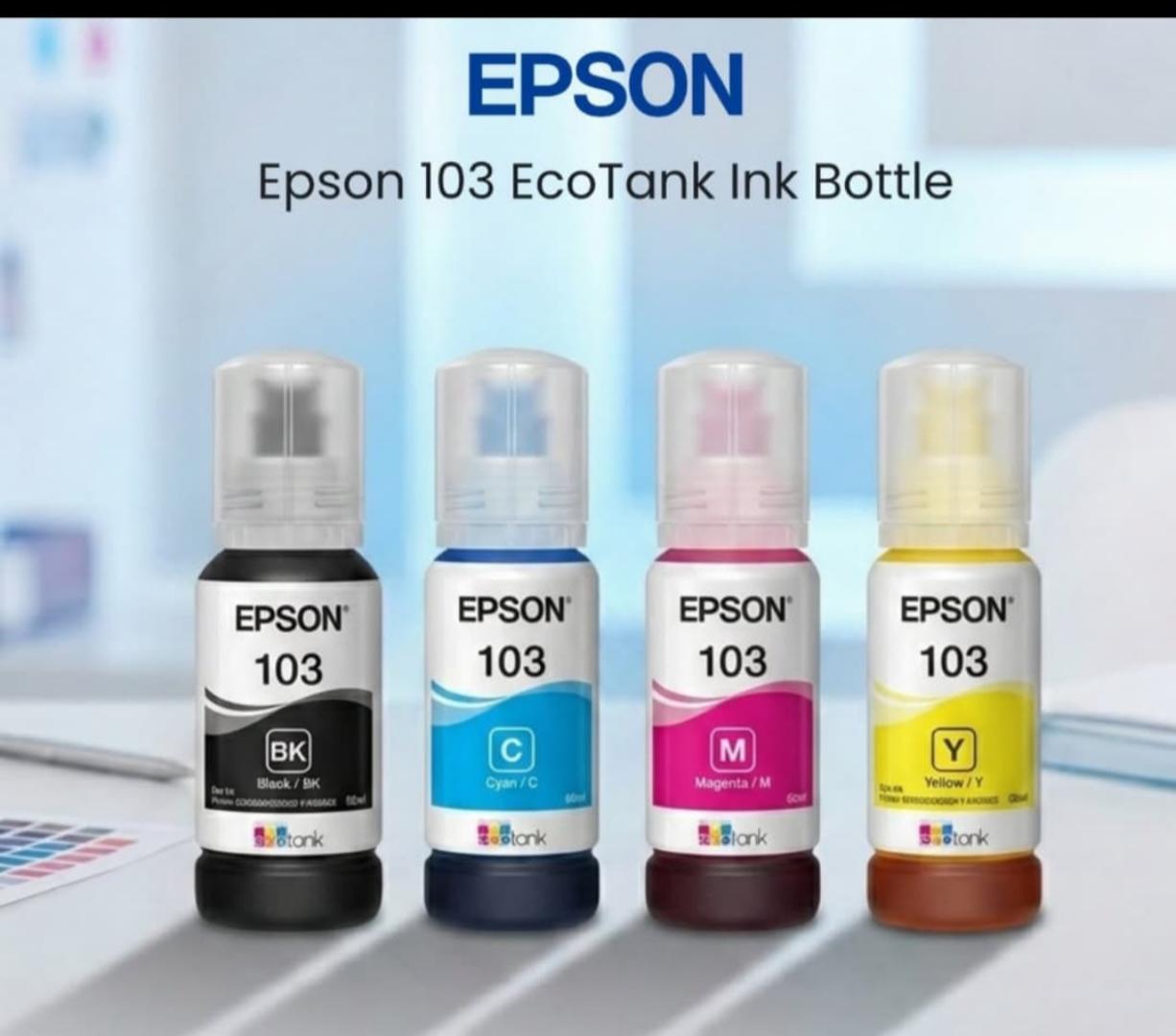 Epson103 Original EPSON103 INK 103 INK INK 103 Eco Tank Ink Bottle - Black, cyan, yellow,magenta print with ease using the original epson ink for less