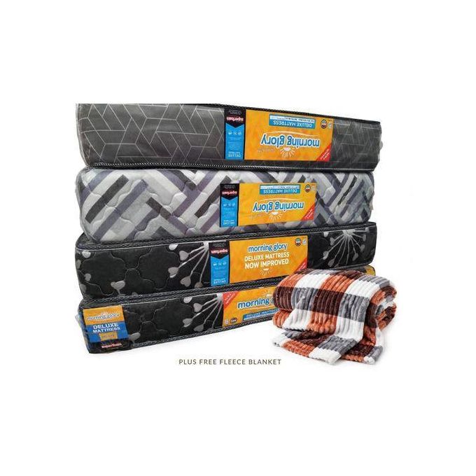 Morning Glory Deluxe mattress medium density 8,10 inch thickness with free fleece blanket>Random color dispatch