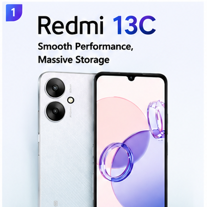 Refurbished Xiaomi Redmi 13C Smartphone 4G LTE 6GB RAM 128GB ROM 50MP AI Camera 5000mAh Battery Dual SIM Android Mobile Phone
