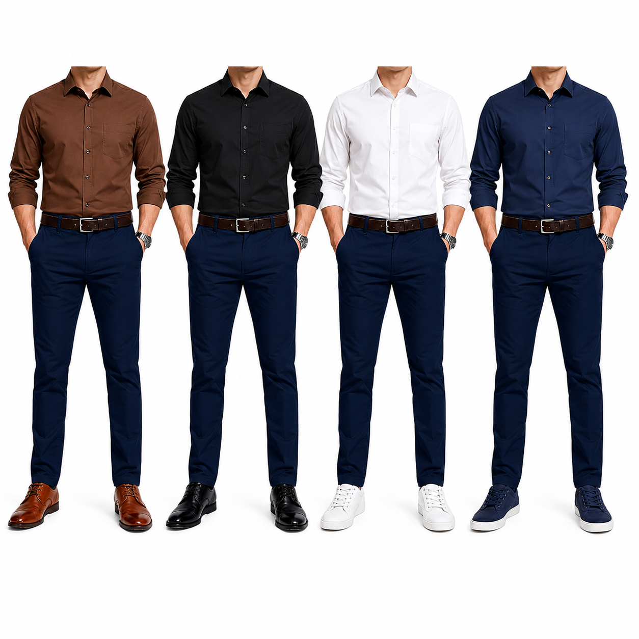 Navy Blue Soft Khaki Men's Trouser Slim Fit Casual- Non-Fading, Slight stretch, Long pant