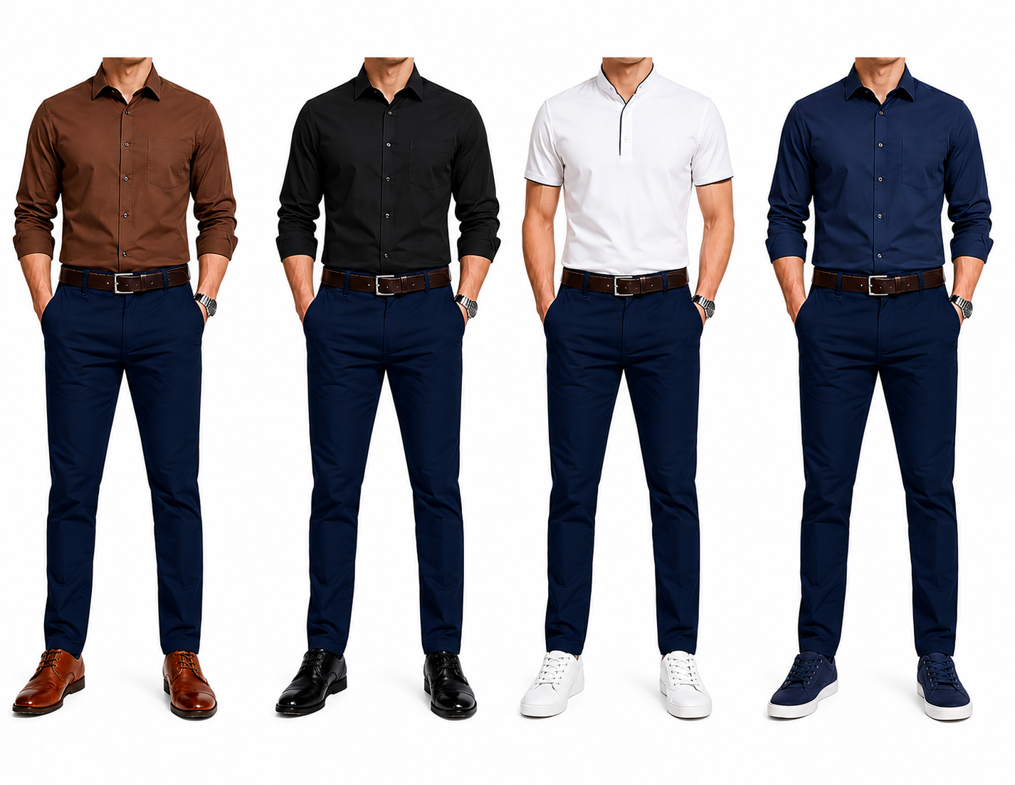 Navy Blue Soft Khaki Men's Trouser Slim Fit Casual- Non-Fading, Slight stretch, Long pant