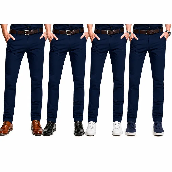 Navy Blue Soft Khaki Men's Trouser Slim Fit Casual- Non-Fading, Slight stretch, Long pant