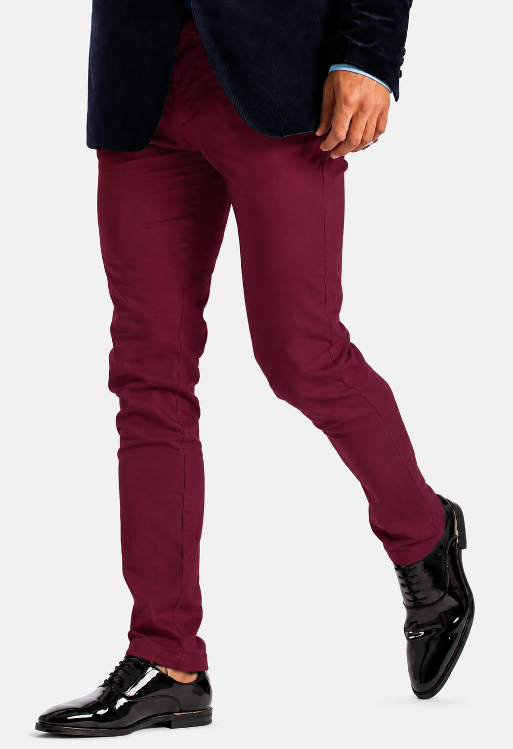 Maroon Soft Khaki Men's Trouser Slim Fit Casual- Non-Fading, Slight stretch, Long pant
