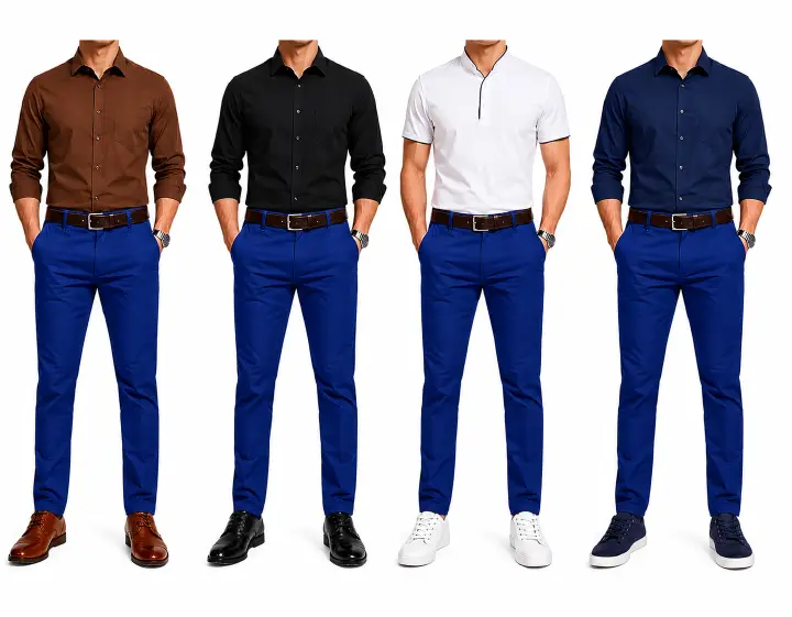 Blue Soft Khaki Men's Trouser Slim Fit Casual- Non-Fading, Slight stretch,Long pants