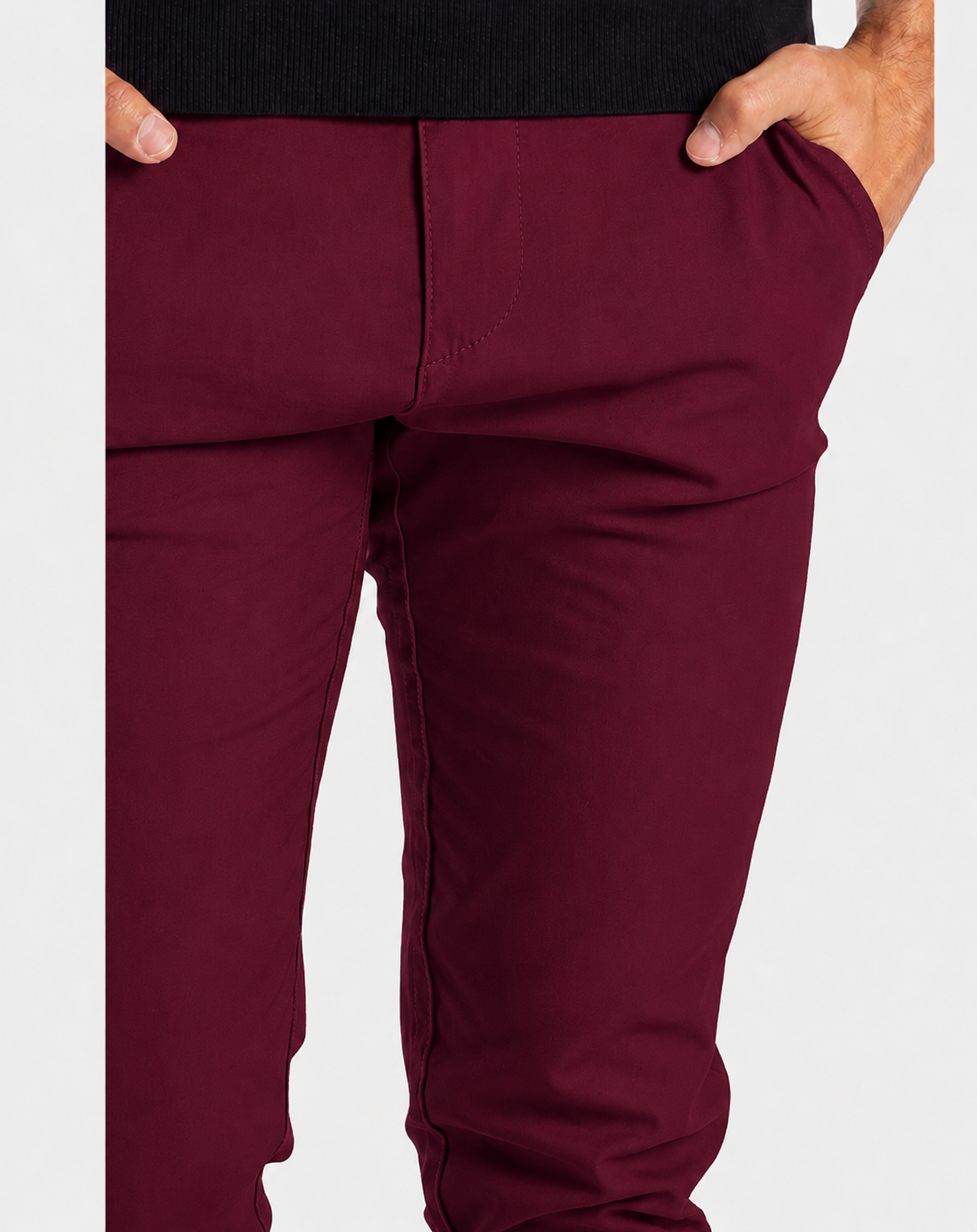 Maroon Soft Khaki Men's Trouser Slim Fit Casual- Non-Fading, Slight stretch, Long pant
