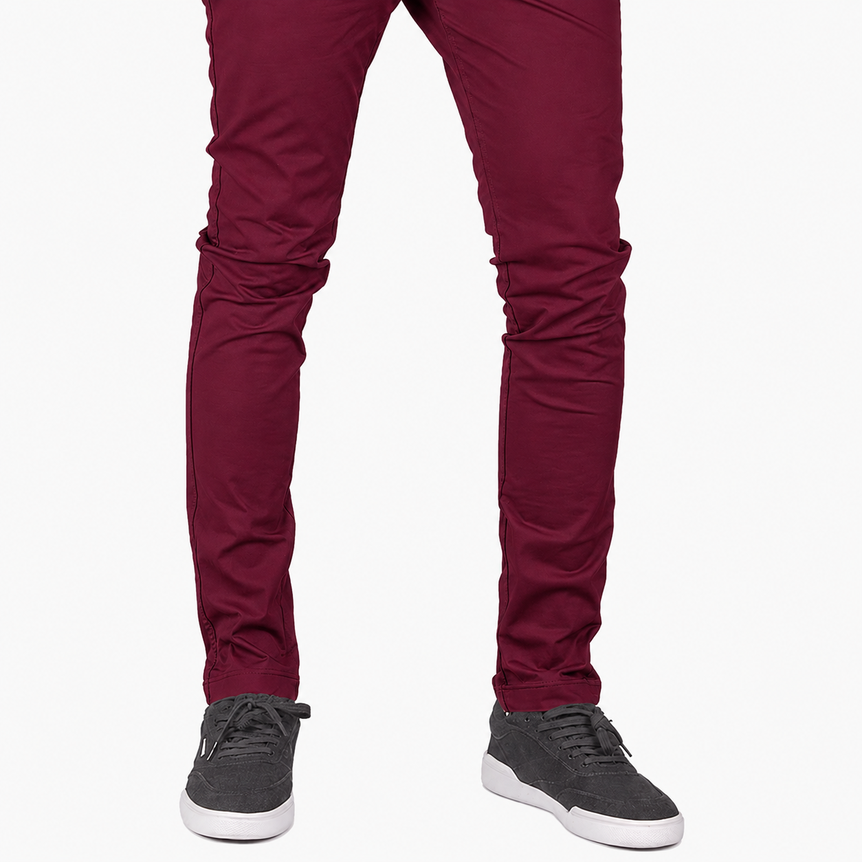 Maroon Soft Khaki Men's Trouser Slim Fit Casual- Non-Fading, Slight stretch, Long pant