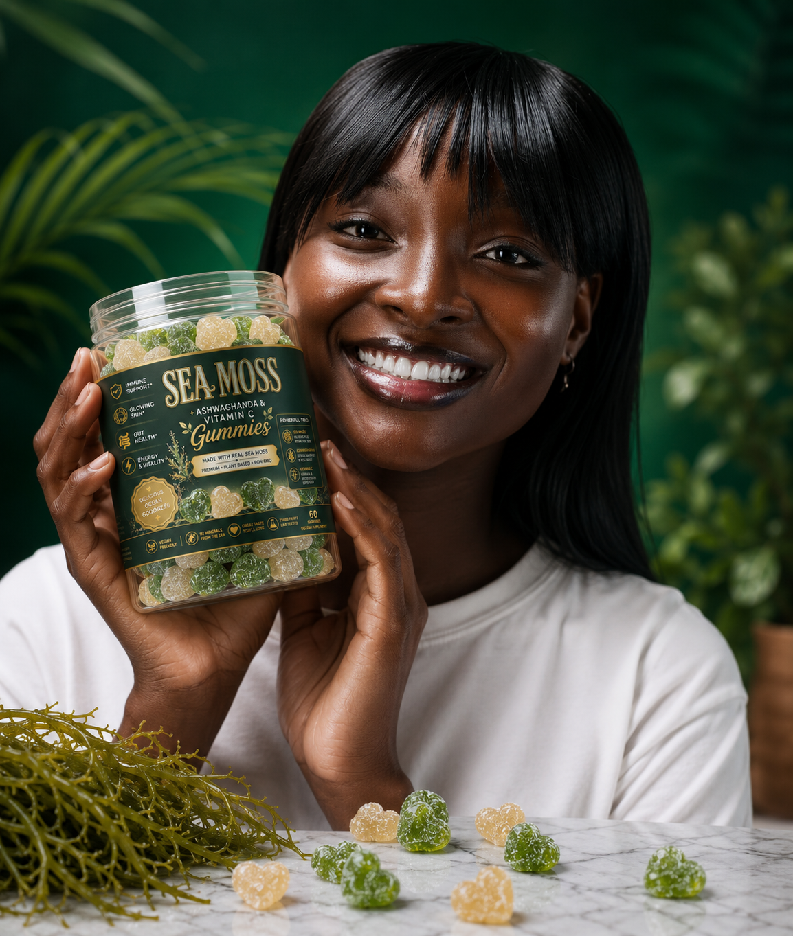 Premium sea moss gummies with ashwagandha & vitamin C. Support immunity, skin, gut health & energy, Vegan, Very Sweet