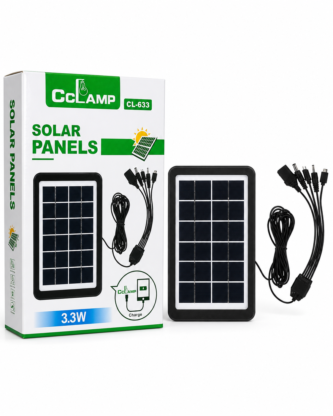 CcLamp 3.3W Solar Panel Charger – Portable Solar Charging Panel for Lighting & Devices  Phone Charger Device Charger solar lamps, phones, and small electronic devices.