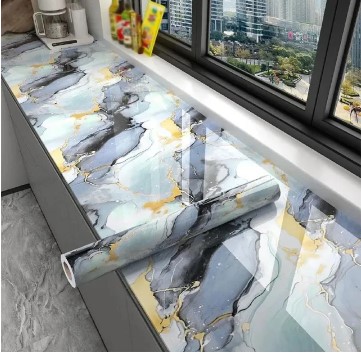 2metres Self-Adhesive Marble Film Oil-Proof Heat-Resistant Kitchen Wall Stickers for Cabinet Home Renovation Decorative Wallpaper 2026 Waterproof Oil-proof Wall Paper, Paper for Countertops Desk Cover