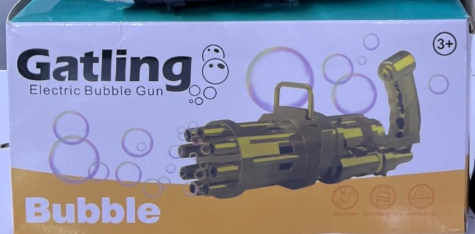 Electric Bubbles Gun for Toddlers, Bubble Machine Toy for Kids, Indoor & Outdoor Bubble Gun  Black Electric Gatling Bubble Machine Gun + Bubble Water