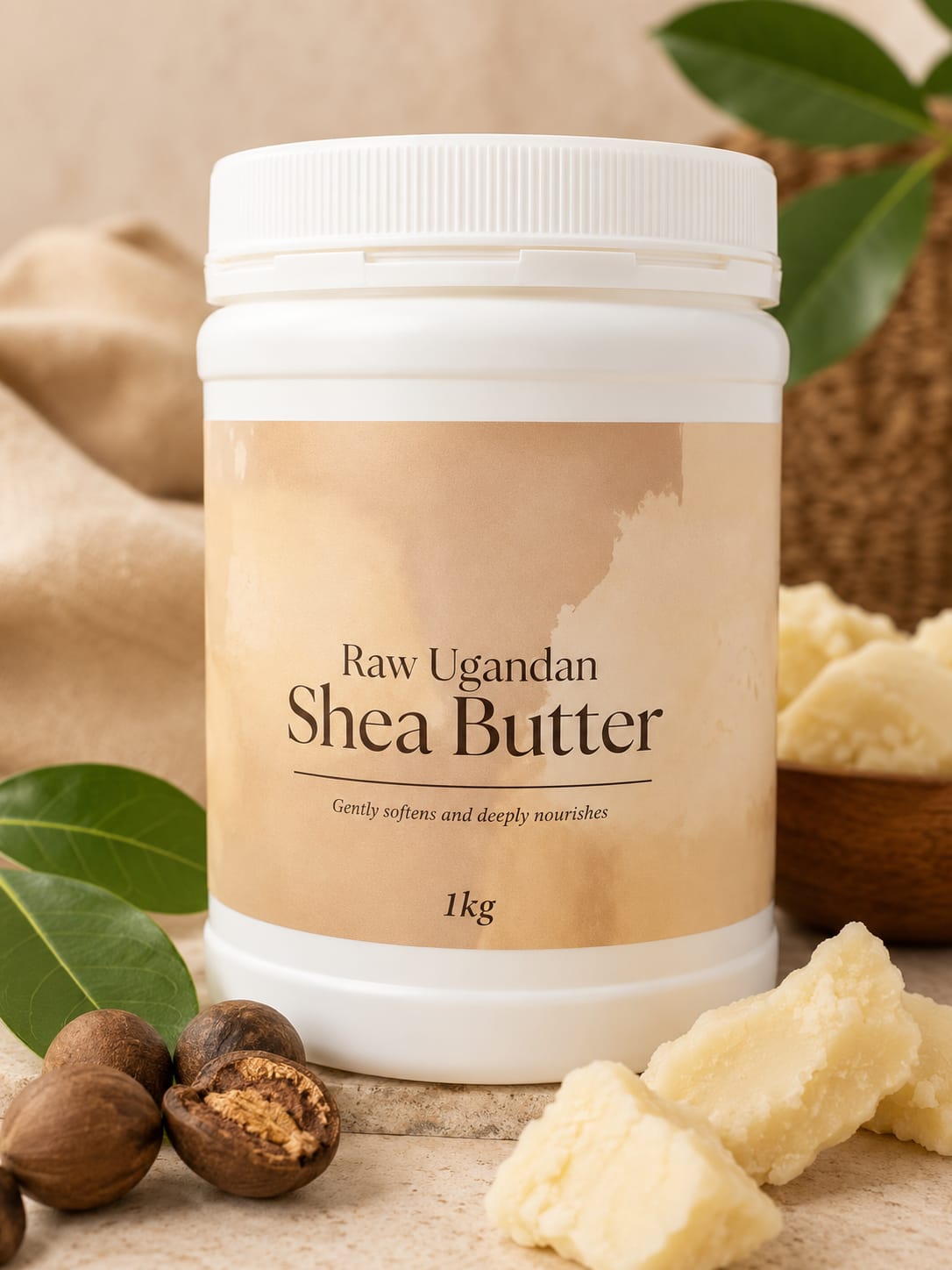 Ugandan Raw Shea Butter,Pure Unrefined Raw Shea Butter - Organic Moisturizer for Face, Body,& hair - 1kg