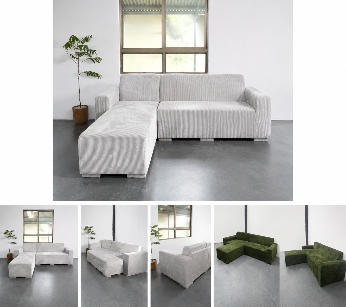 L-Shape Sectional Sofa – Luxe Haven Corduroy  Modern Minimalist Statement Couch for Elegant Living Spaces
