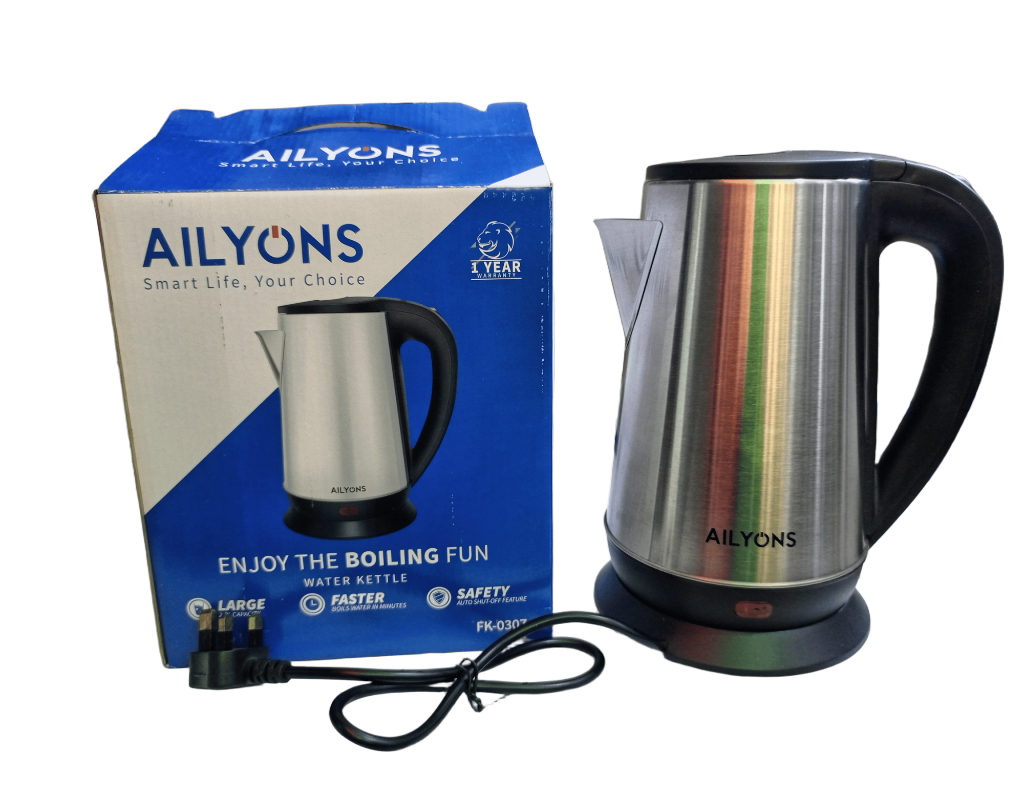 2.2L 1500W Cordless Stainless Steel Electric Kettle 360-Degree Rotational Base Automatic Shut-off 220V for Household Commercial