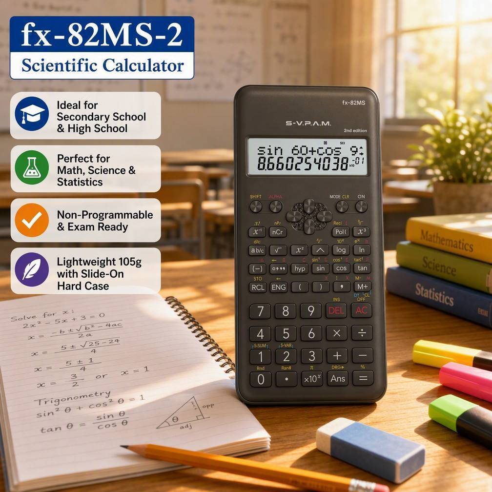 fx-82MS (2nd Edition) Scientific Calculator | 240 Functions & KCSE Approved .The Ultimate Classroom & Exam Companion