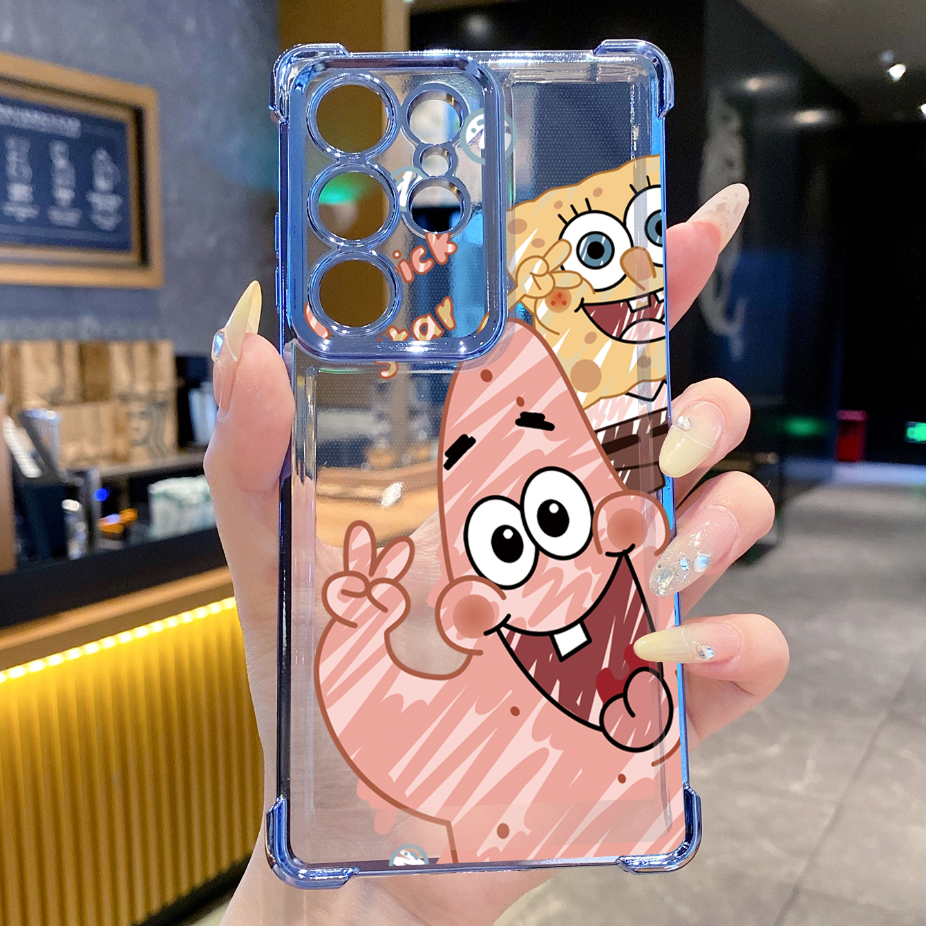 for Samsung Galaxy S26 Ultra S25 Edge S24 Plus A55 Plating Phone Case Shockproof Cover SpongeBob Couple