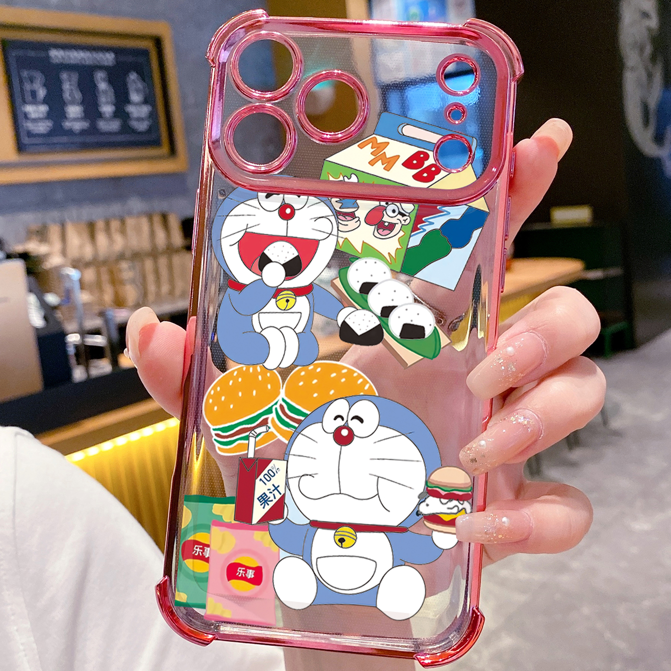 for iPhone 17 Pro Max 16 15 14 Plus Plating Phone Case Shockproof Cover Doraemon