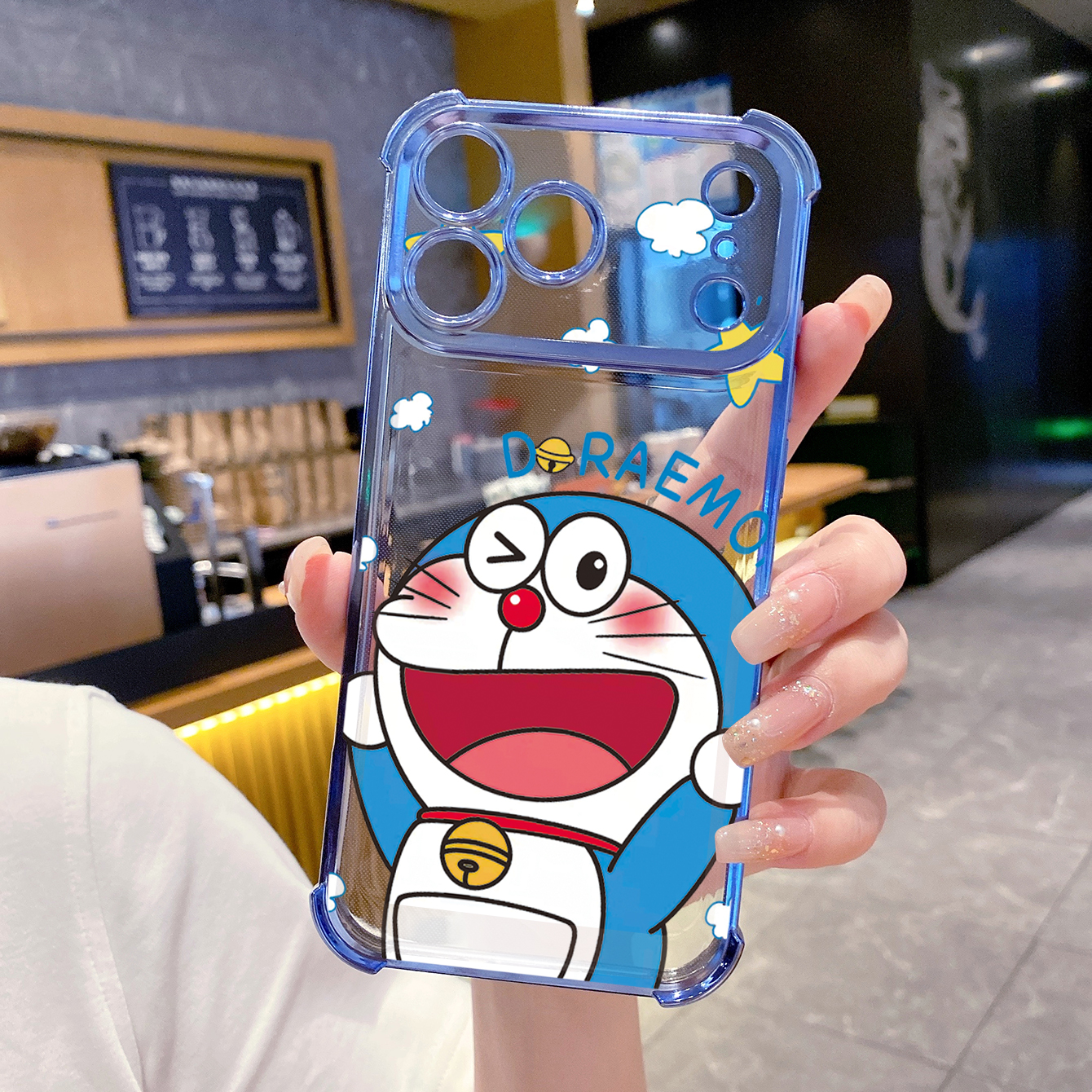 for iPhone 17 Pro Max 16 15 14 Plus Plating Phone Case Shockproof Cover Doraemon