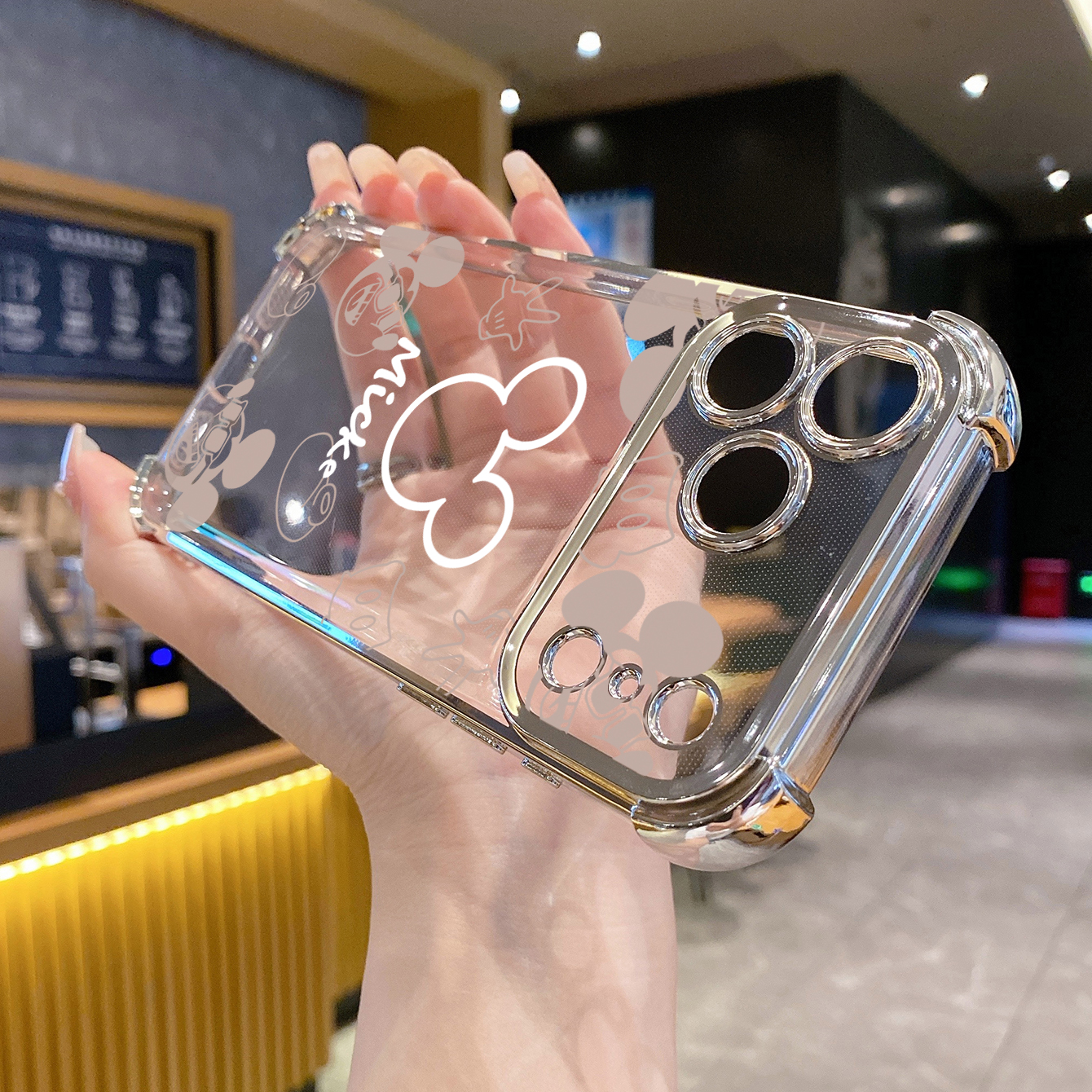 for iPhone 17 Pro Max 16 15 14 Plus Plating Phone Case Shockproof Cover Fashion Drawing Mickey Minne Mouse