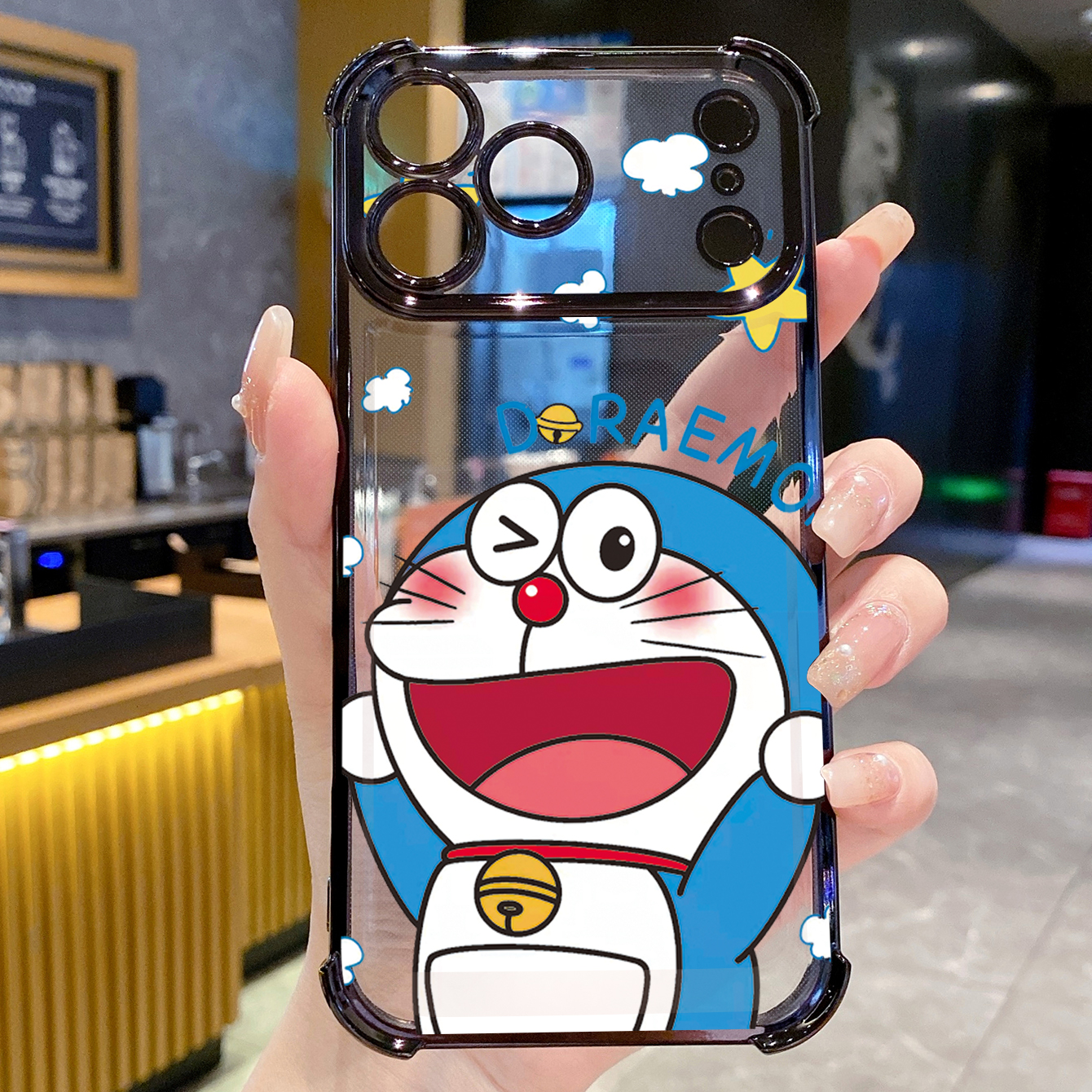 for iPhone 17 Pro Max 16 15 14 Plus Plating Phone Case Shockproof Cover Doraemon