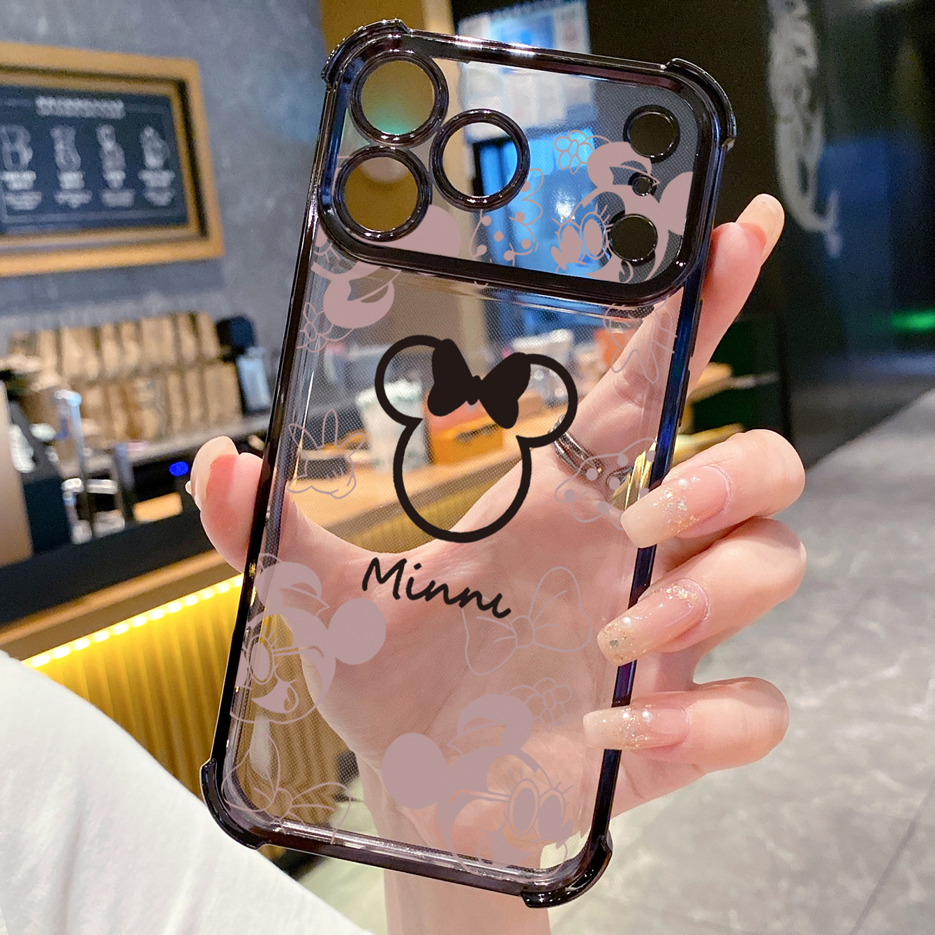 for iPhone 17 Pro Max 16 15 14 Plus Plating Phone Case Shockproof Cover Fashion Drawing Mickey Minne Mouse