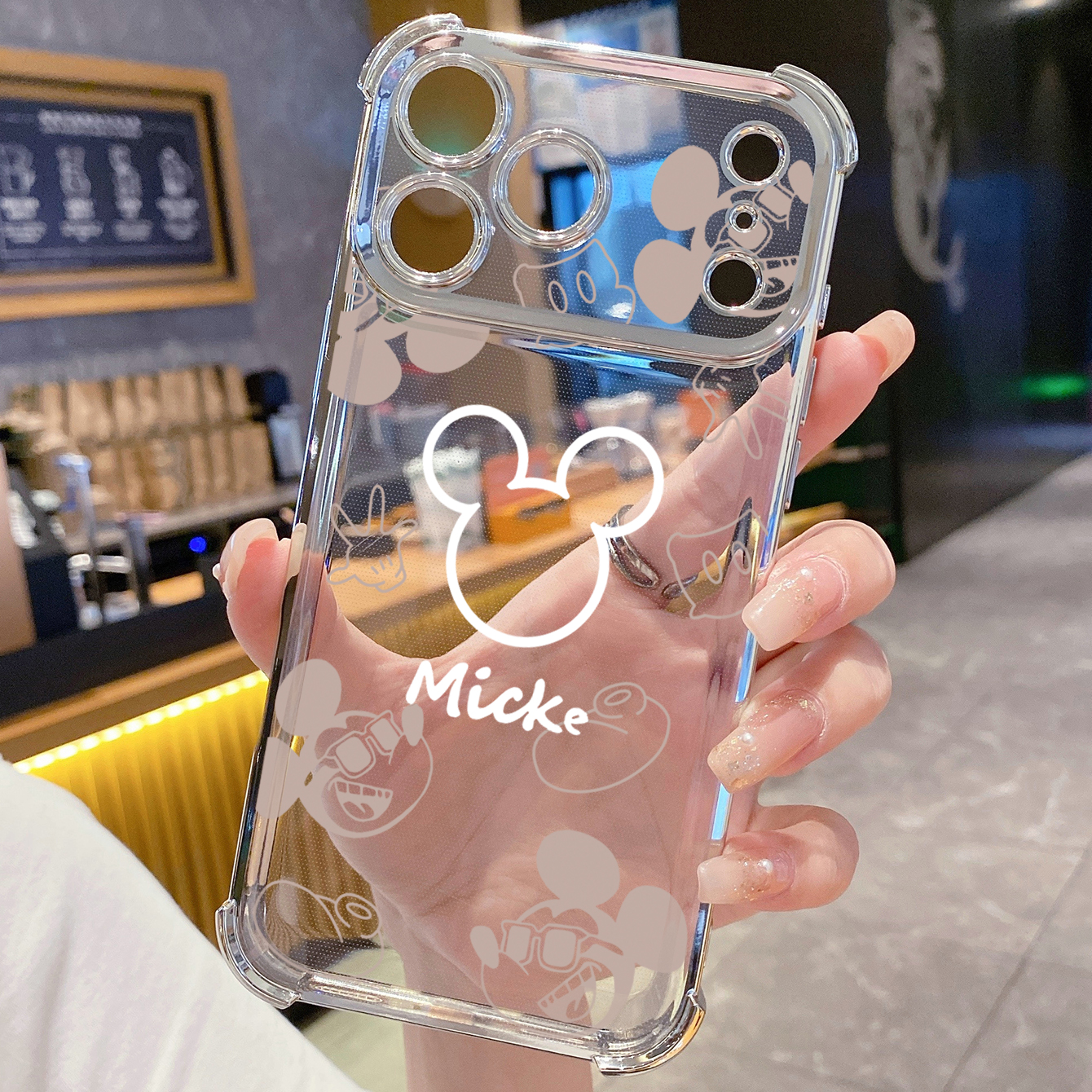 for iPhone 17 Pro Max 16 15 14 Plus Plating Phone Case Shockproof Cover Fashion Drawing Mickey Minne Mouse