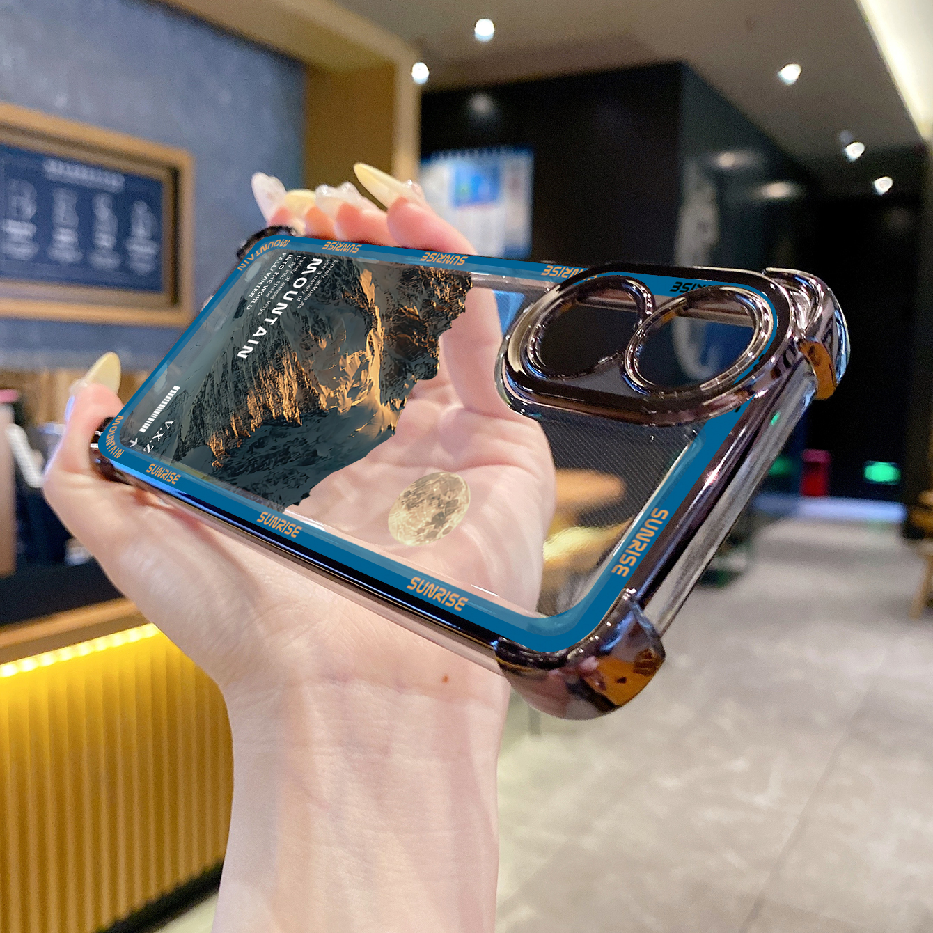 for OPPO A38 A5 Pro Realme C63 C51 C75 VIVO Plating Phone Case Shockproof Cover Mountain Senery