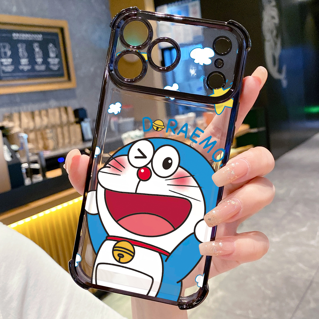for iPhone 17 Pro Max 16 15 14 Plus Plating Phone Case Shockproof Cover Doraemon