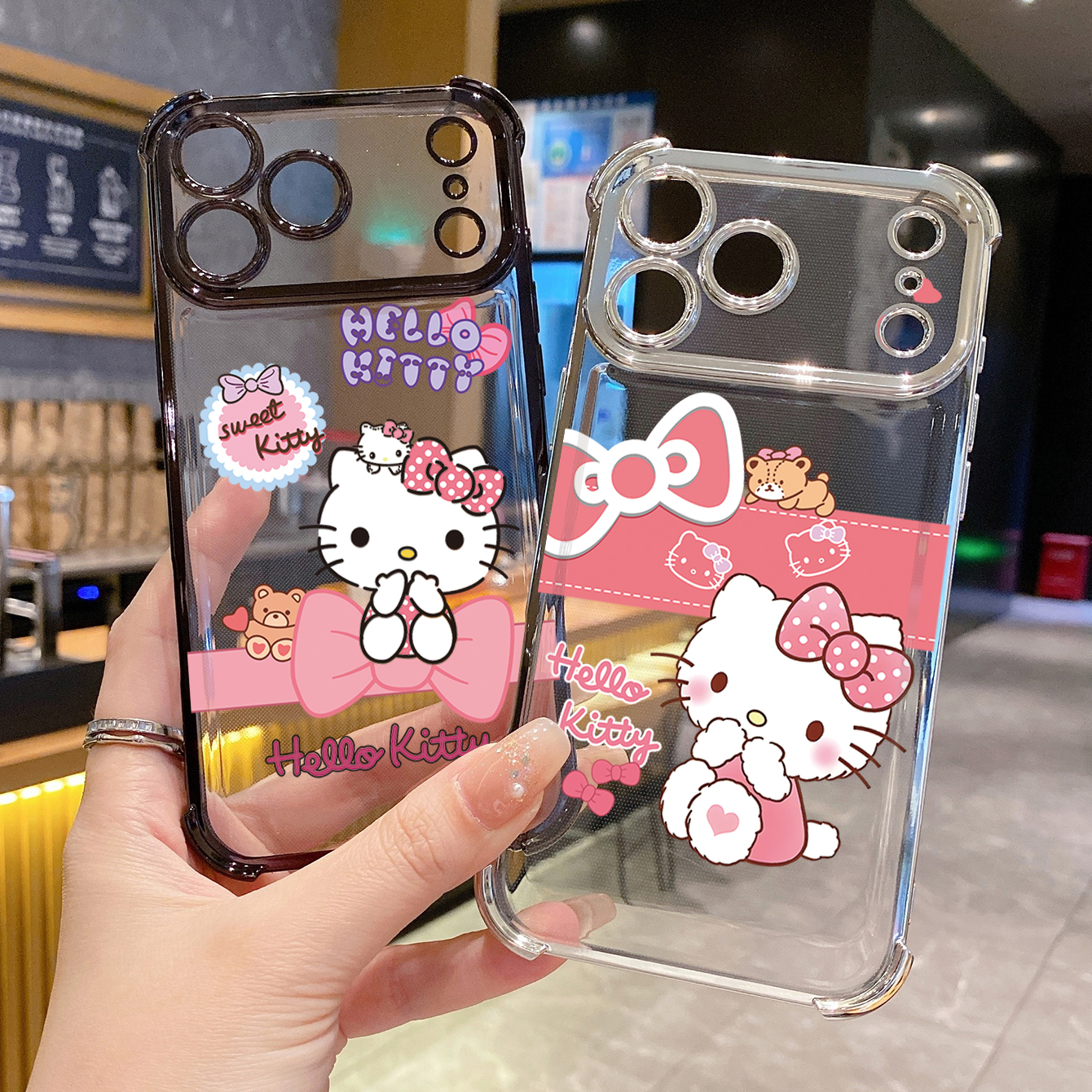 for iPhone 17 Pro Max 16 15 14 Plus Plating Phone Case Shockproof Cover Cartoon Cute HelloKitty