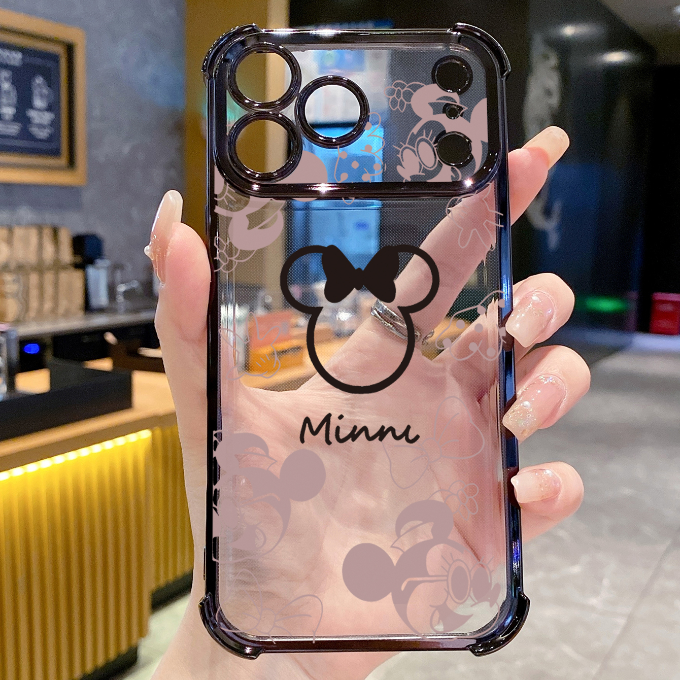 for iPhone 17 Pro Max 16 15 14 Plus Plating Phone Case Shockproof Cover Fashion Drawing Mickey Minne Mouse