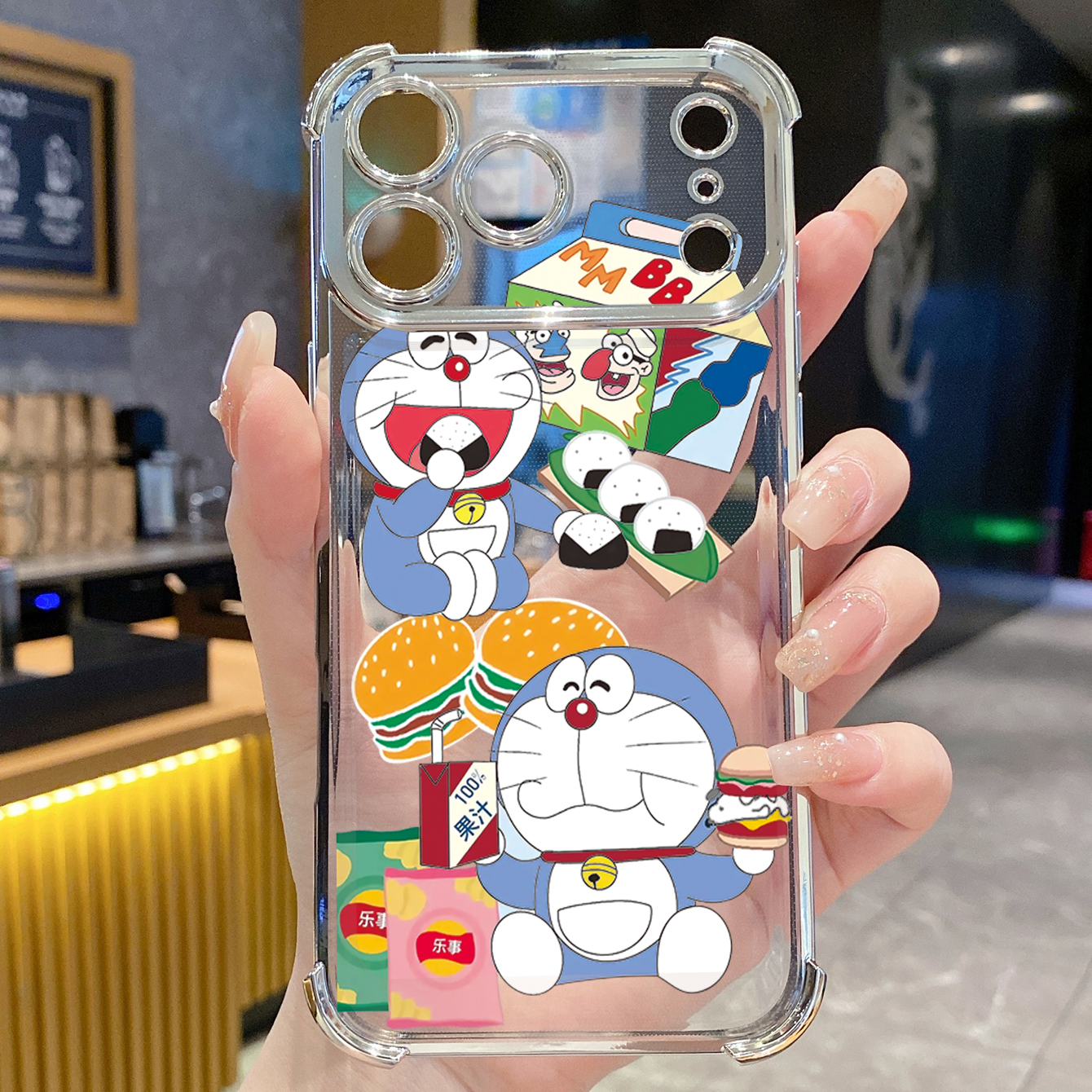 for iPhone 17 Pro Max 16 15 14 Plus Plating Phone Case Shockproof Cover Doraemon