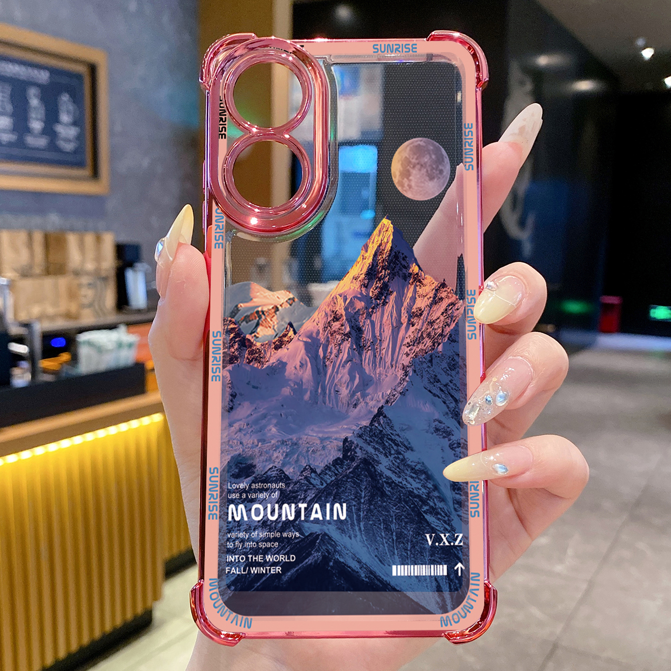 for OPPO A38 A5 Pro Realme C63 C51 C75 VIVO Plating Phone Case Shockproof Cover Mountain Senery