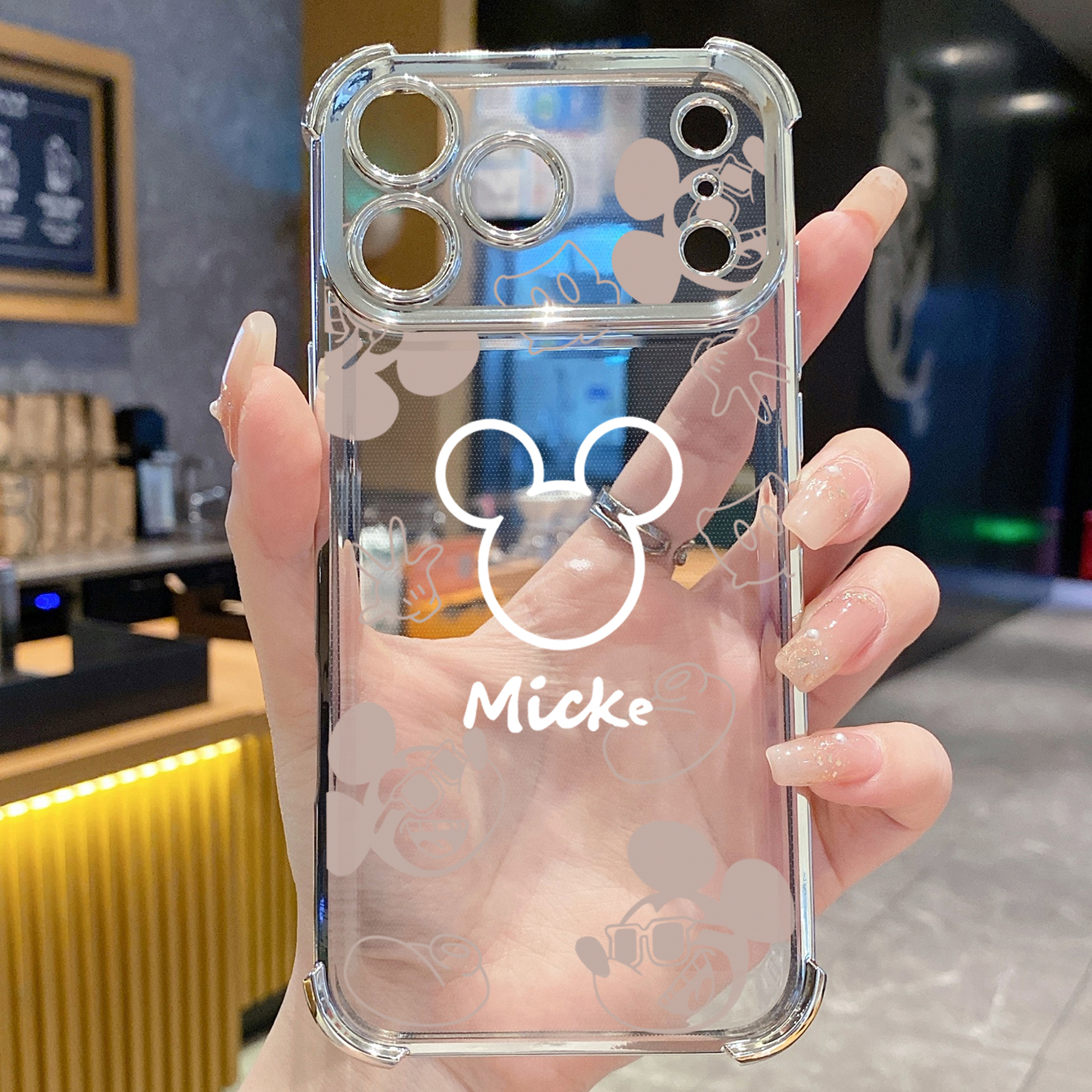 for iPhone 17 Pro Max 16 15 14 Plus Plating Phone Case Shockproof Cover Fashion Drawing Mickey Minne Mouse