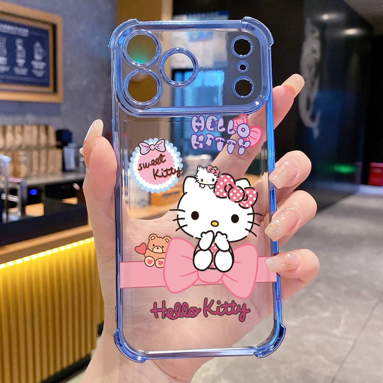 for iPhone 17 Pro Max 16 15 14 Plus Plating Phone Case Shockproof Cover Cartoon Cute HelloKitty
