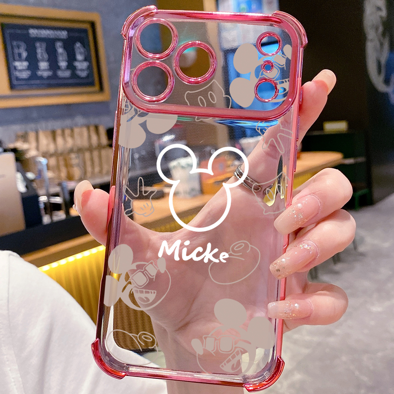 for iPhone 17 Pro Max 16 15 14 Plus Plating Phone Case Shockproof Cover Fashion Drawing Mickey Minne Mouse