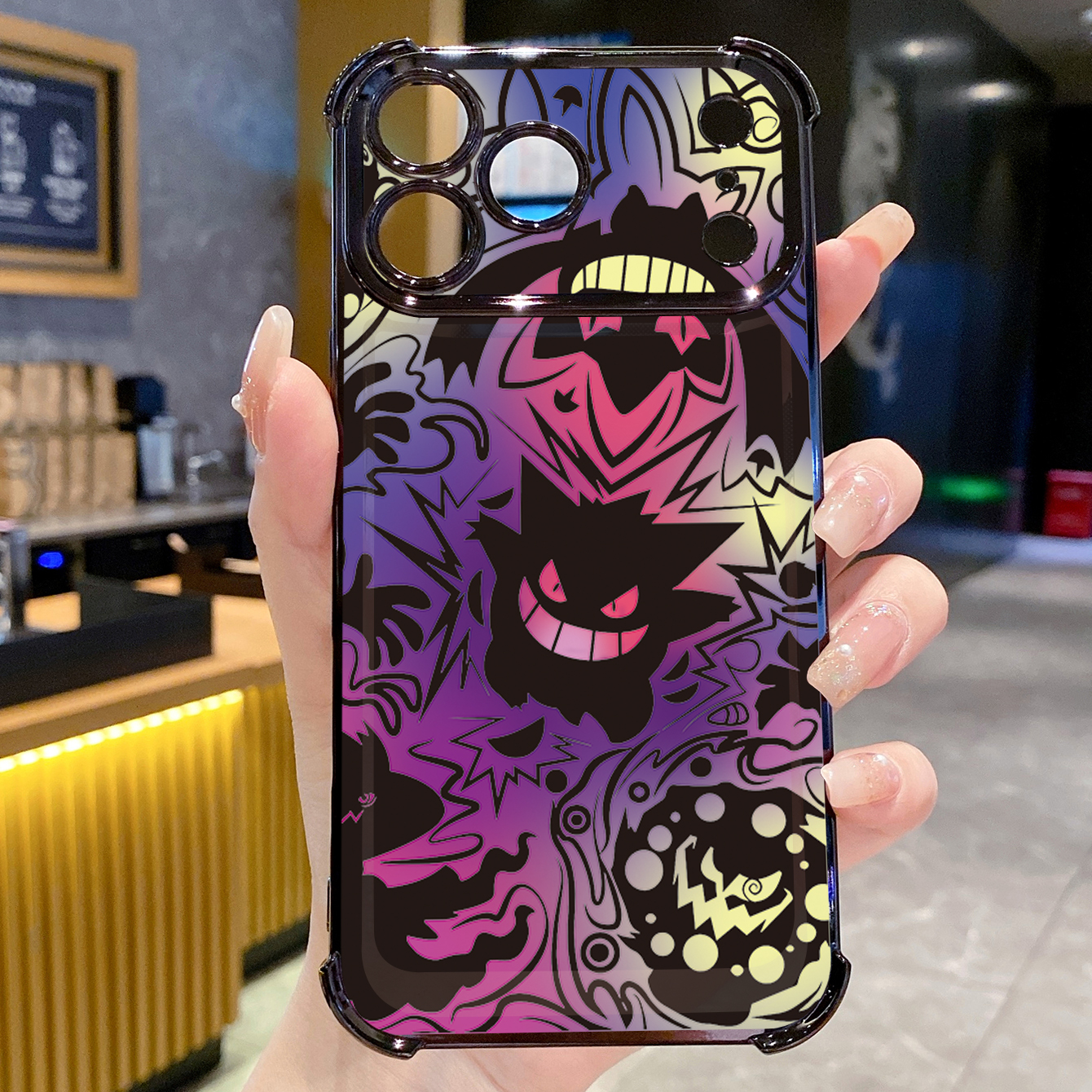 for iPhone 17 Pro Max 16 15 14 Plus Plating Phone Case Shockproof Cover Cute Monster